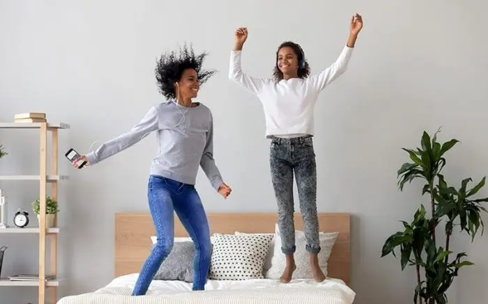 jumping on bed
