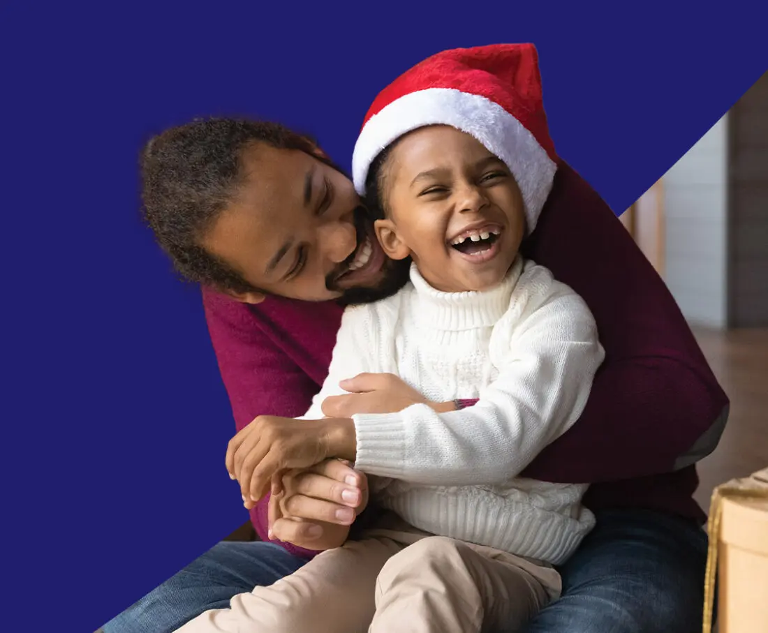 father daughter on christmas morning