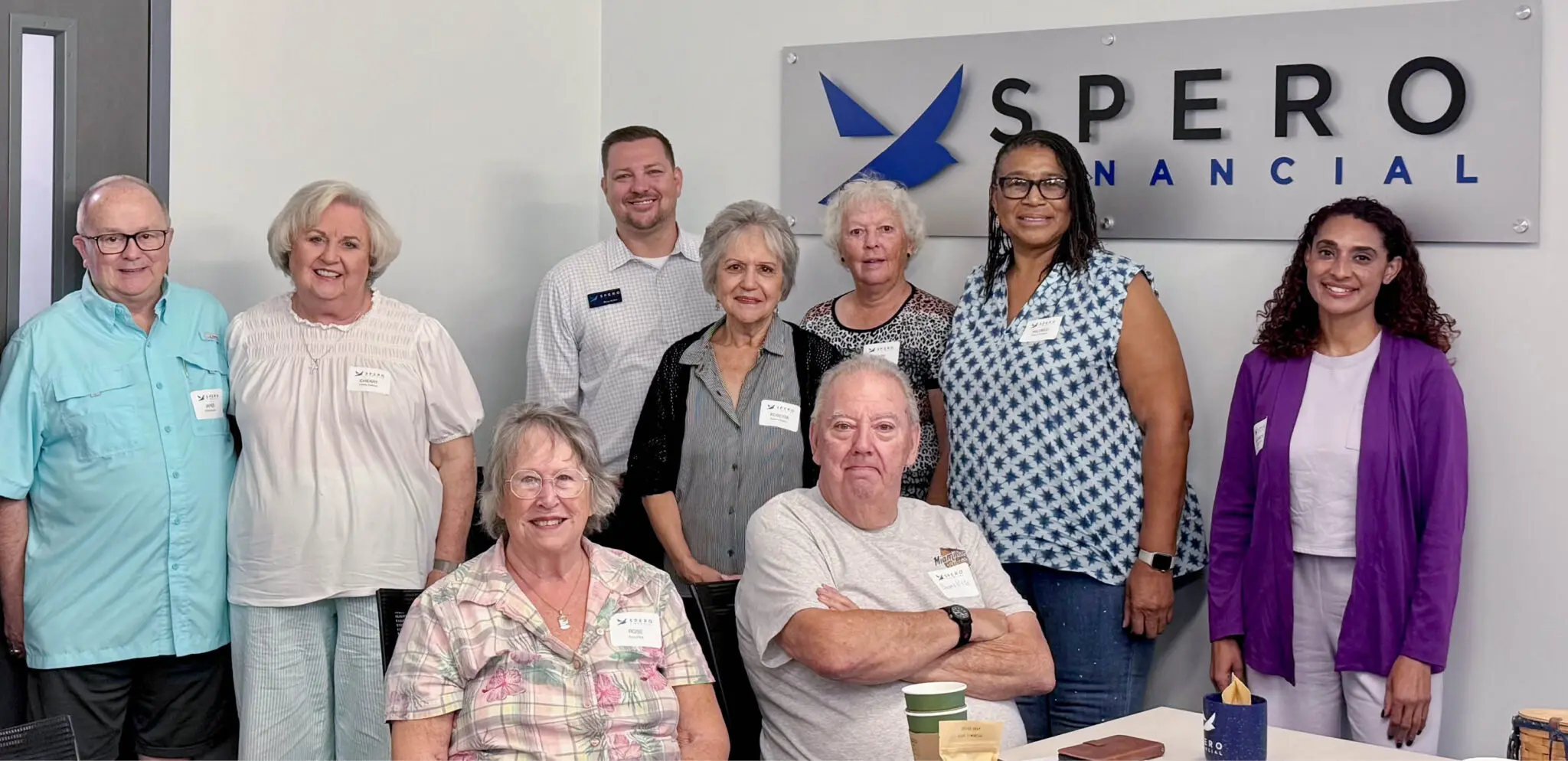 Group photo of Brian McKay and Spero members at a Coffee Chat with the CEO event.