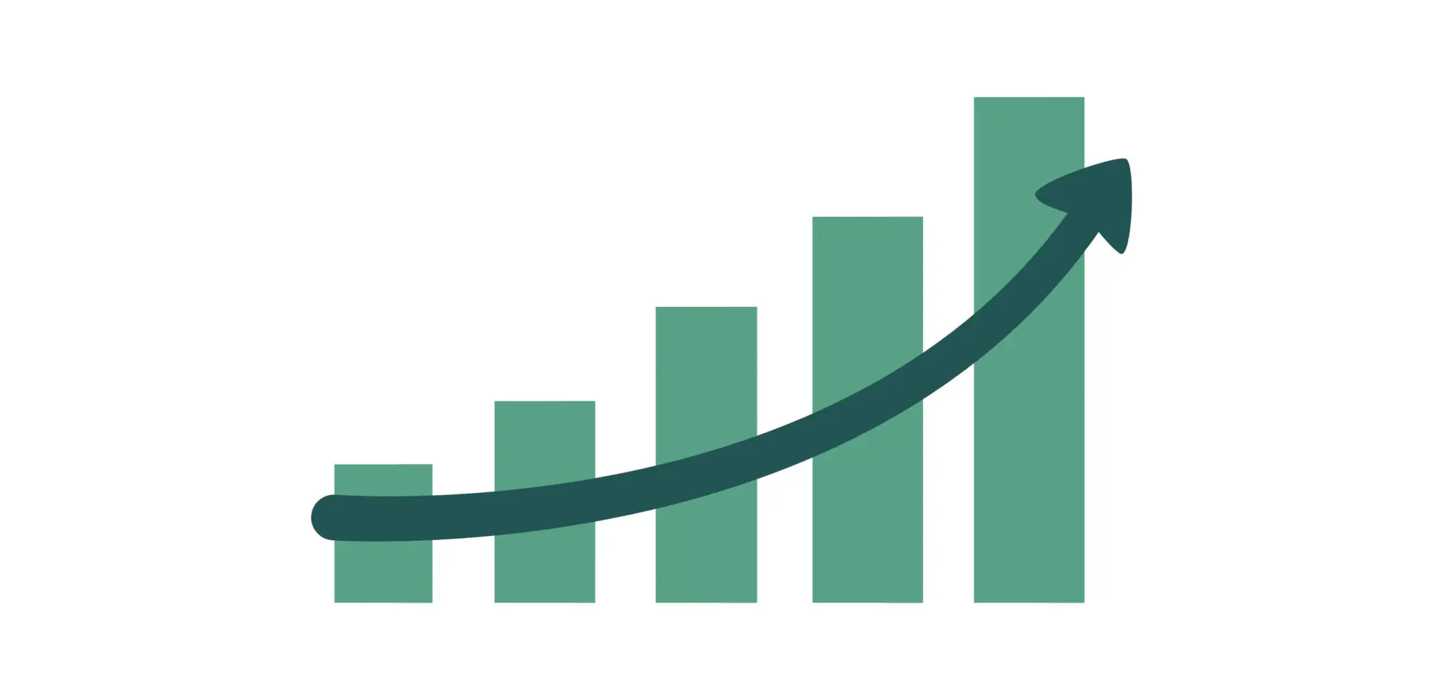 Bar chart with a trend arrow pointing upward