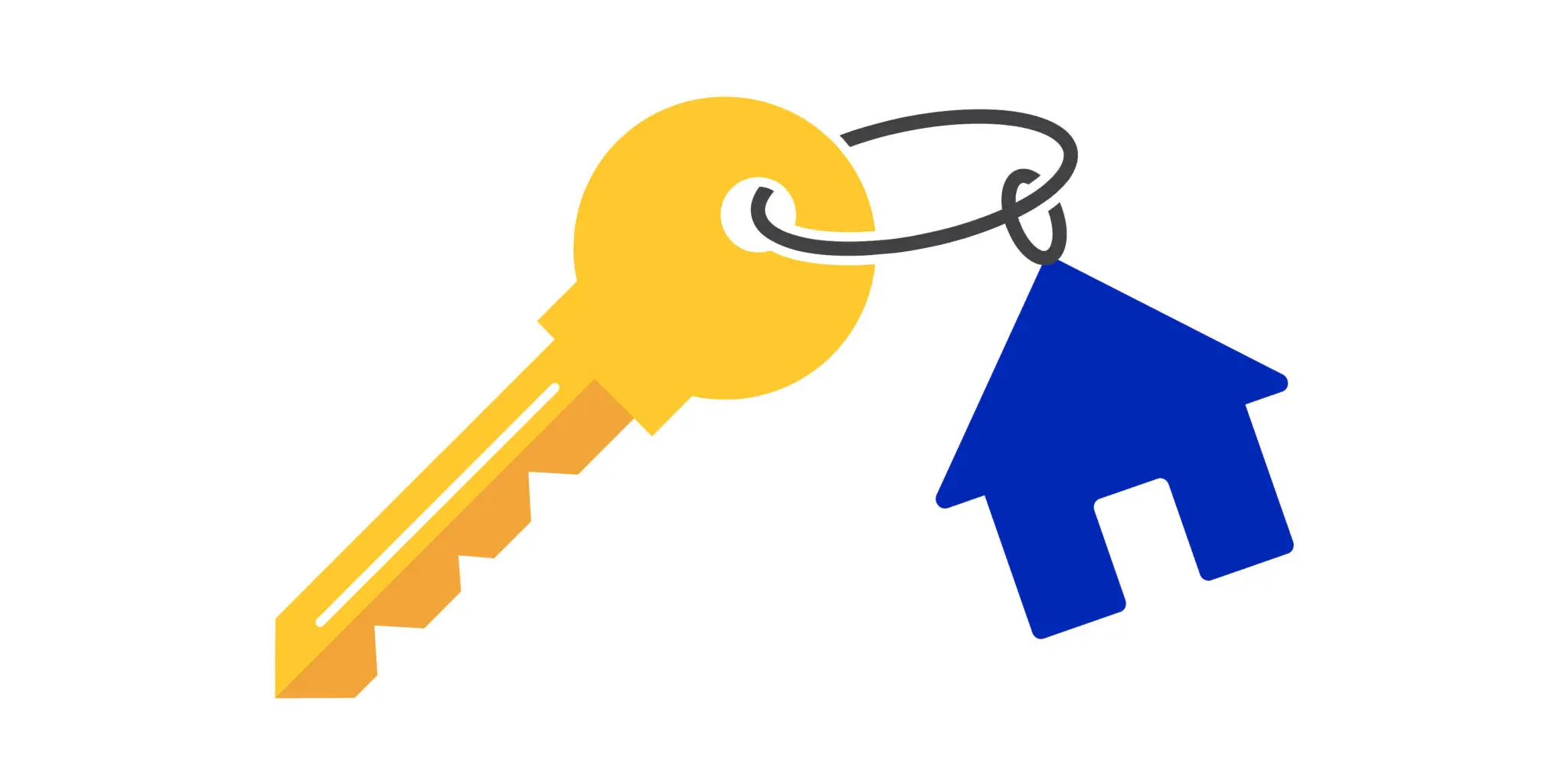 Illustration of a key with a house-shaped keychain