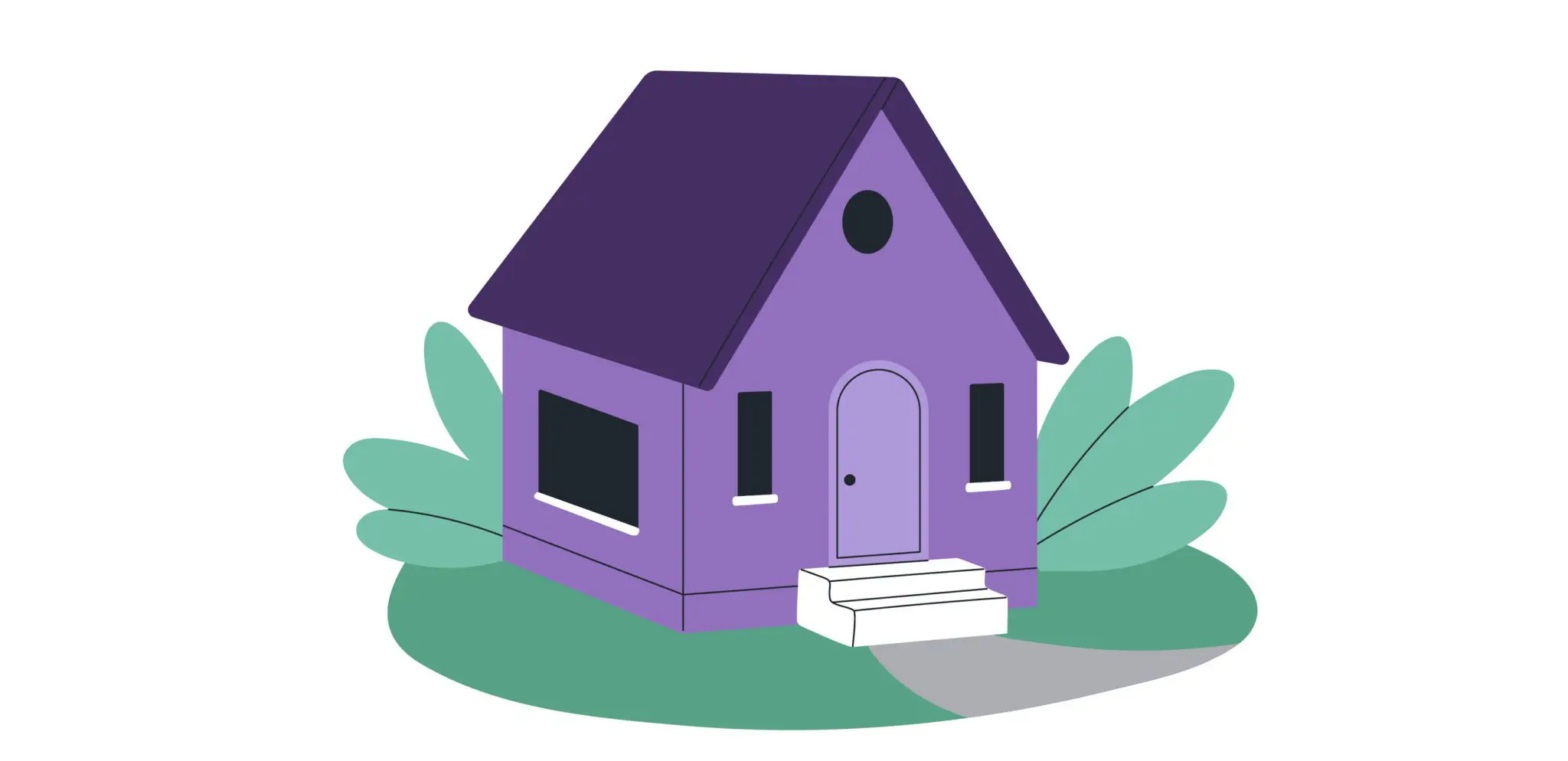 Cartoon illustration of a purple house.