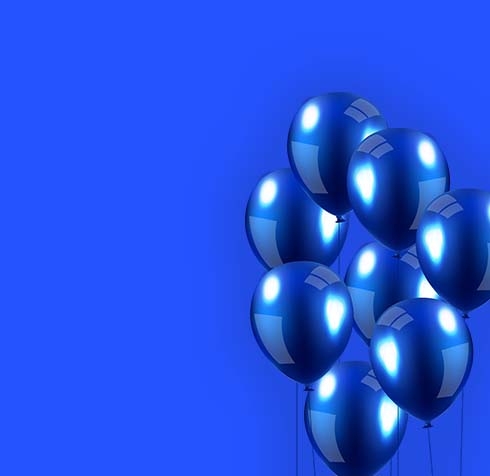 blue background with blue balloons