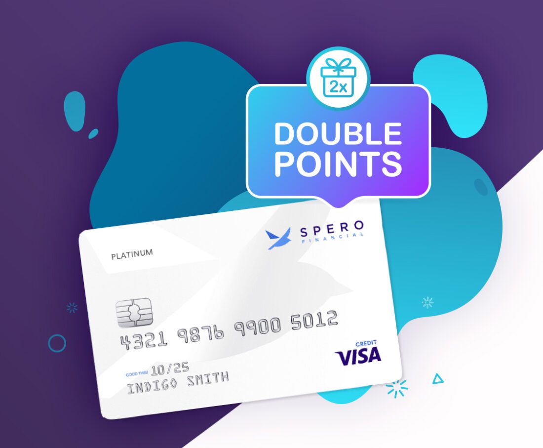 purple angled background with double points graphic