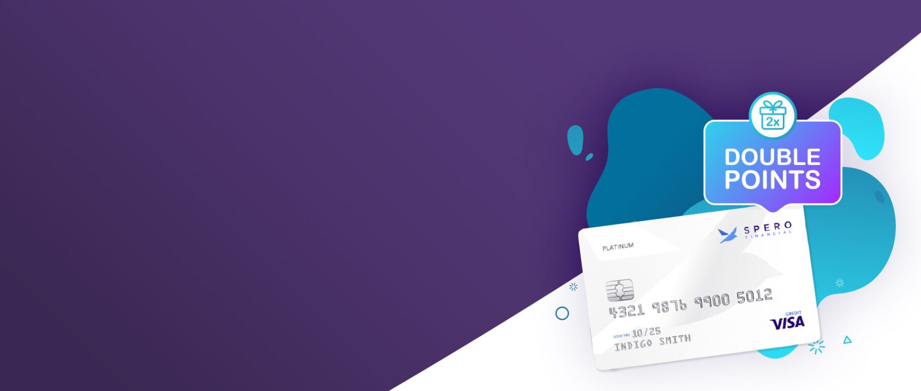 purple angled background with double points graphic