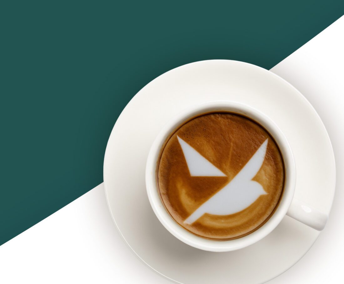 green background with Spero latte