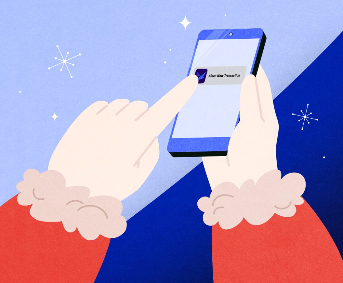 Spero Financial Digital banking alerts image with Santa